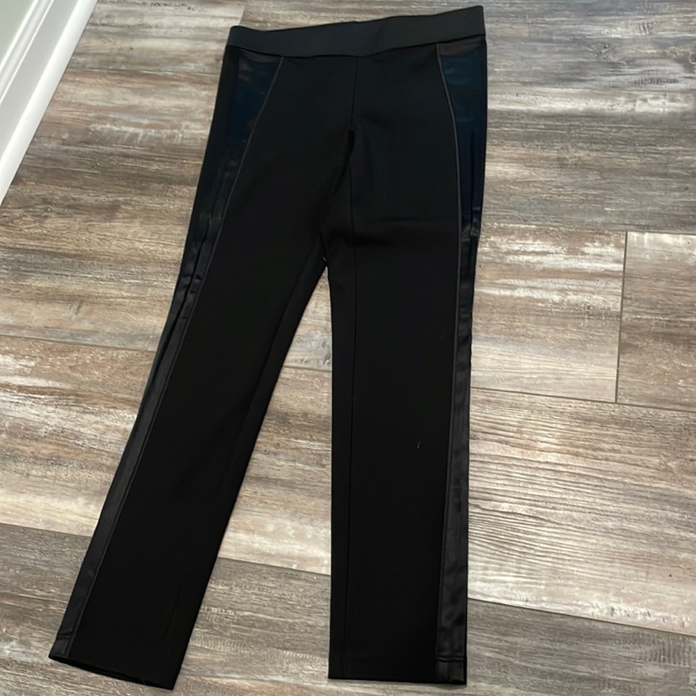 Vince Black Ponte Knit Legging with satin side detail medium